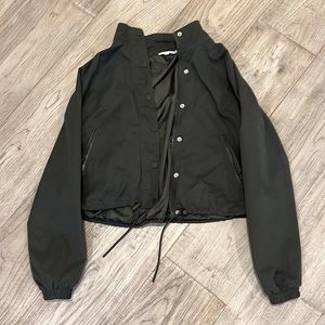 Good American green cropped jacket with drawstring waist